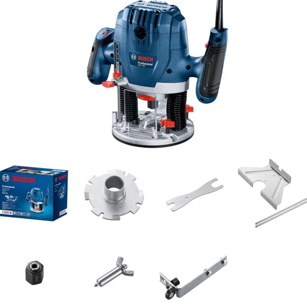 Bosch GOF 130 Corded Electric Router, 1,300W, 8 mm Bit, 28,000 rpm, 40 mm, Variable Speed, Restart Protection, Constant Speed, 3.5 kg + 8 Bosch Accessories, 1 Year Warranty - Image 4