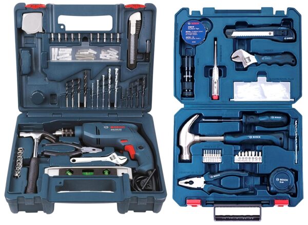 Bosch GSB 500W 500 RE Corded-Electric Drill Tool Set (Blue), 10 mm & Hand Tool Kit (Blue, 66 pieces) - Image 3